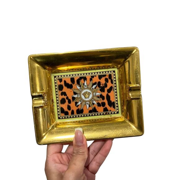 Versace Jungle Animalier Ashtray Cheetah and Gold - Picture 1 of 3